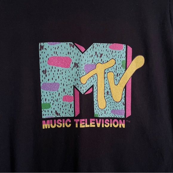 MTV Vintage Style Graphic T-Shirt Black with Colorful Logo Size M - Picture 3 of 5